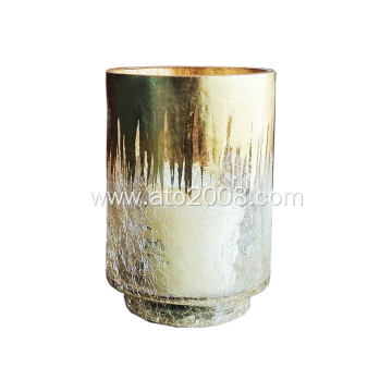 ATO Hurricane Glass With Foil Gold Home Decoration